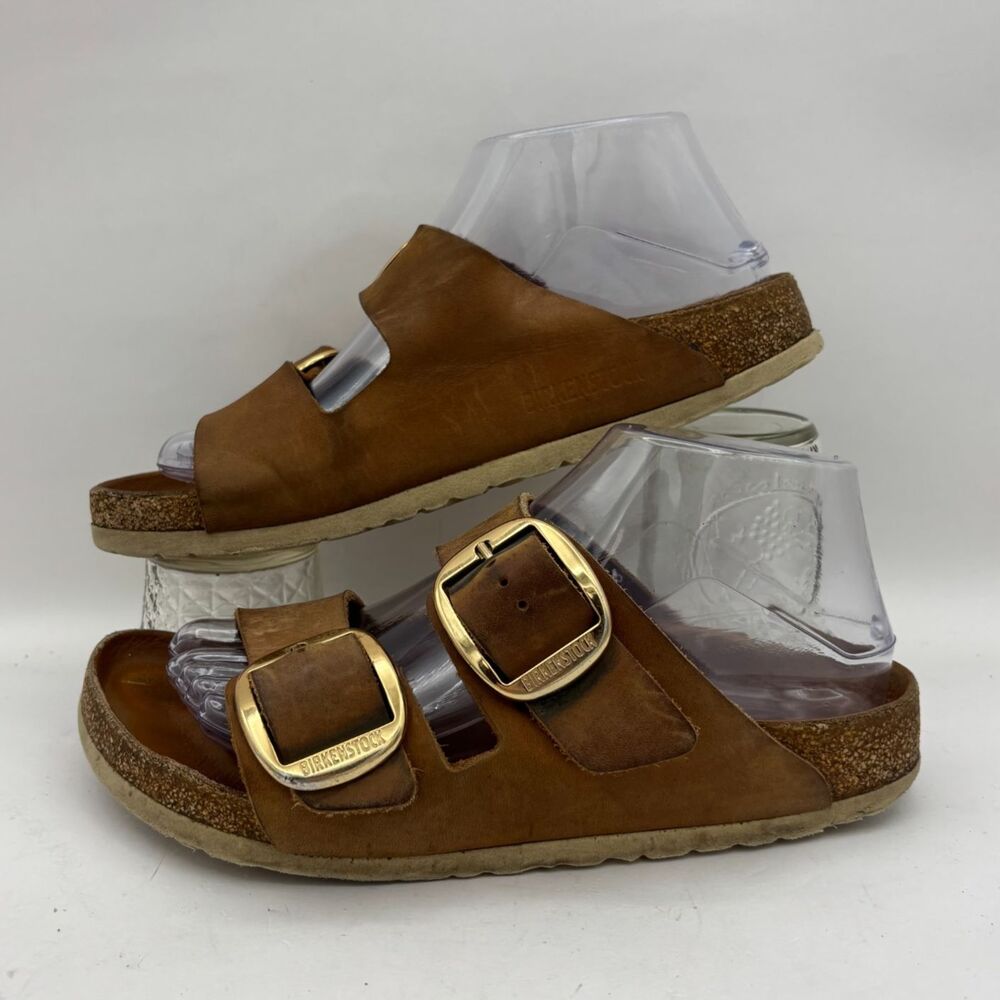 Birkenstock Arizona Big Buckle Cognac Leather Sandals Women 38 US 7-7.5 Brown